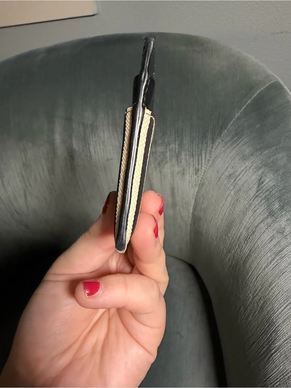 Burberry Black, Beige & Red Striped Card Holder